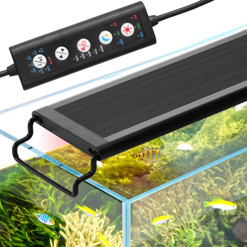 VEVOR Aquarium Light, 14W Full Spectrum Fish Tank Light with 24-7 Natural Mode, Adjustable Timer & 5-Level Brightness, with Aluminum Alloy Shell Exten