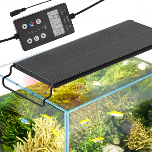 VEVOR Aquarium Light with LCD Monitor, 14W Full Spectrum Fish Tank Light with 24-7 Natural Mode, Adjustable Brightness & Timer - Aluminum Alloy Shell 