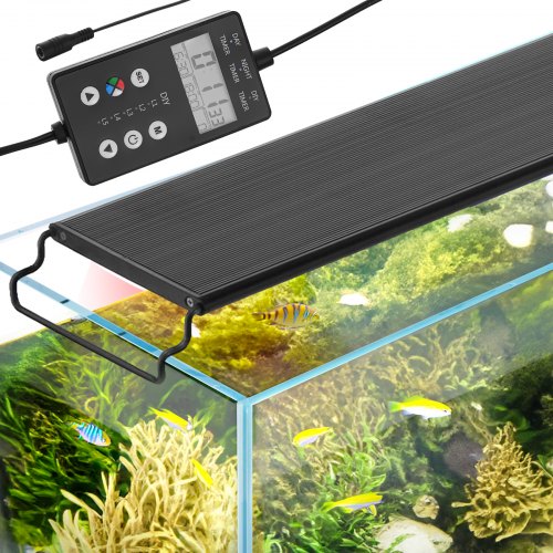 VEVOR Aquarium Light with LCD Monitor, 18W Full Spectrum Fish Tank Light with 24-7 Natural Mode, Adjustable Brightness & Timer - Aluminum Alloy Shell 