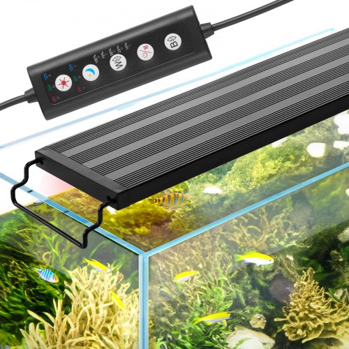 VEVOR Aquarium Light, 26W Full Spectrum Fish Tank Light with 5 Levels Adjustable Brightness, Adjustable Timer and Power-Off Memory, with ABS Shell Ext