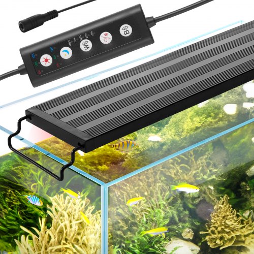 VEVOR Aquarium Light, 36W Full Spectrum Fish Tank Light with 5 Levels Adjustable Brightness, Adjustable Timer and Power-Off Memory, with ABS Shell Ext