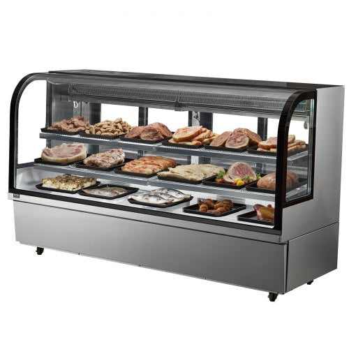 VEVOR Refrigerated Display Case, 32 Cu.Ft.-901L Large Pastry Display Case, 4-Tier Commercial Display Refrigerator with LED Lighting, Downdraft Cooling