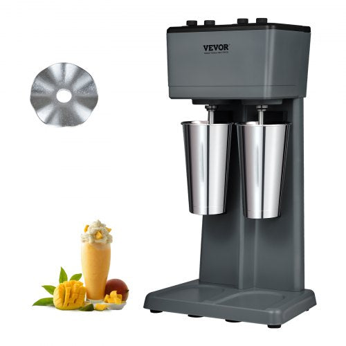 VEVOR Milkshake Maker, 220V 500W Electric Milkshake Machine, Double Head Drink Mixer Blender Machine, 3-Speed Milkshake Mixer with 2 Stainless Steel C