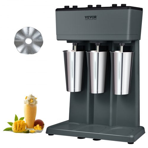 VEVOR Milkshake Maker, 375W x 3 Electric Milkshake Machine, Triple Heads Drink Mixer Blender Machine, 3-Speed Milkshake Mixer with 3 x 820 ml Stainles