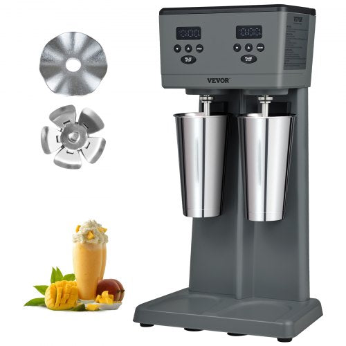VEVOR Milkshake Maker, 375W x 2 Electric Milkshake Machine, Commercial Double Heads Drink Mixer Blender, LED Intelligent Microswitch, 3-Speed Milkshak