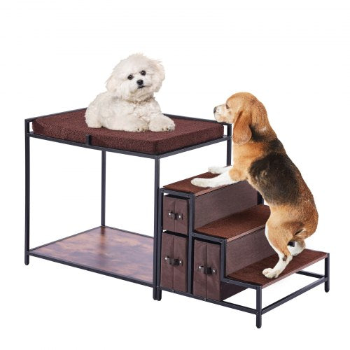 VEVOR Pet Bunk Bed with Stairs, Dog-Cat Window Perch with Storage, Multi-Level Bed Window Perch Dog Bedside Sleeper Couch, Pet Seat Platform for Mediu