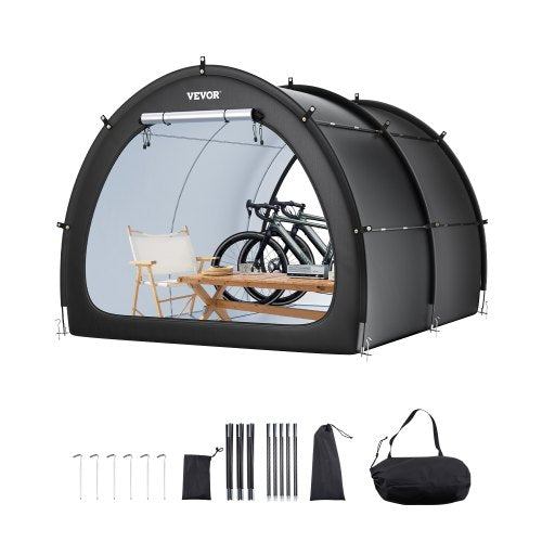 VEVOR Bike Storage Tent, 5+ Bikes, Outdoor Spacious Bike Storage Tent with Ventilated Window, Waterproof Fan-Shaped Bike Tent with High Strength Fiber