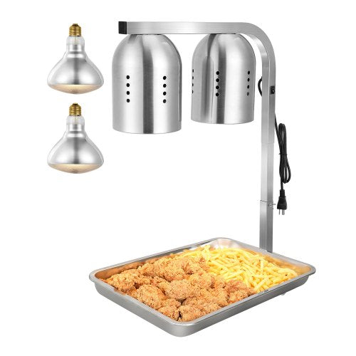 VEVOR Food Heat Lamp, 500W Bulbs, Commercial Food Warmer Light, Electric Stainless Steel French Fry Heating Lamp, Free-standing, Catering Food Warming