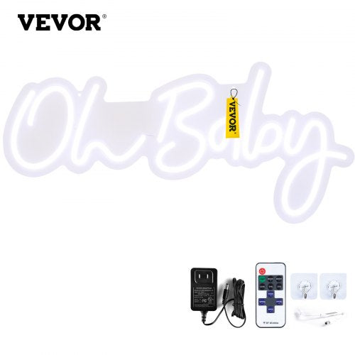 VEVOR Oh Baby Neon Sign for Wall Decor, with Remote Control and Dimmable Switch for Baby Shower decorations, Birthday Party, Wedding Decor, 23.5x12 in