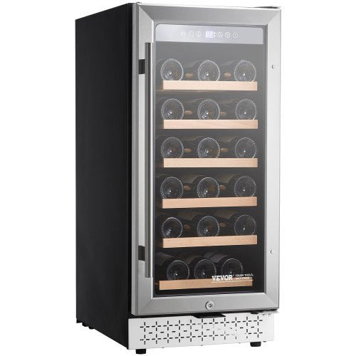 VEVOR Wine Cooler, 28 Bottle Wine Fridge, Mini Wine Cooler Refrigerator with Glass Door, Adjustable Shelves, Digital Temperature Control, Built-in & F