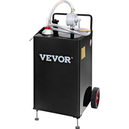 VEVOR Fuel Caddy, 30 Gallon, Gas Storage Tank & 2 Wheels, with Manuel Transfer Pump, Gasoline Diesel Fuel Container for Cars, Lawn Mowers, ATVs, Boats