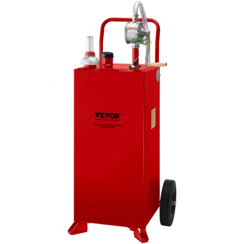 VEVOR 30 Gallon Fuel Caddy, Gas Storage Tank & 2 Wheels, with Manuel Transfer Pump, Gasoline Diesel Fuel Container for Cars, Lawn Mowers, ATVs, Boats,