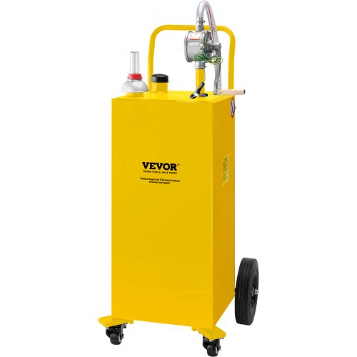 VEVOR Fuel Caddy, 35 Gallon, Gas Storage Tank on 4 Wheels, with Manuel Transfer Pump, Gasoline Diesel Fuel Container for Cars, Lawn Mowers, ATVs, Boat