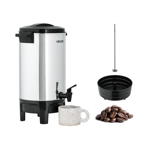 VEVOR Commercial Coffee Urn, 30 Cup 4.5 L Hot Beverage Dispenser with Dripless Faucet, Quick-Brewing Commercial Coffee Maker, Automatic Temperature Co
