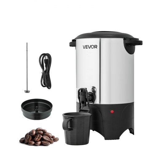 VEVOR Commercial Coffee Urn, 30 Cup 4.5 L Hot Beverage Dispenser with Dripless Faucet, Quick-Brewing Commercial Coffee Maker with Stainless Steel Line