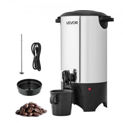 VEVOR Commercial Coffee Urn, 40 Cup 6 L Hot Beverage Dispenser with Dripless Faucet, Quick-Brewing Commercial Coffee Maker, with Stainless Steel Liner