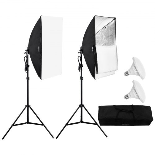 VEVOR Softbox Lighting Kit, 20" x 28", Professional Softbox with 30W 5500K LED Bulbs, Close to Natural Daylight, Adjustable Tripod Stand, Studio Light