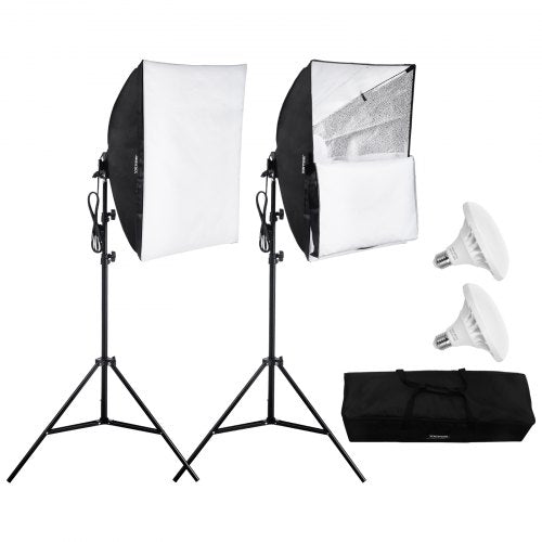 VEVOR Softbox Lighting Kit, 24" x 24", Professional Softbox with 30W 5500K LED Bulbs, Close to Natural Daylight, Adjustable Tripod Stand, Studio Light