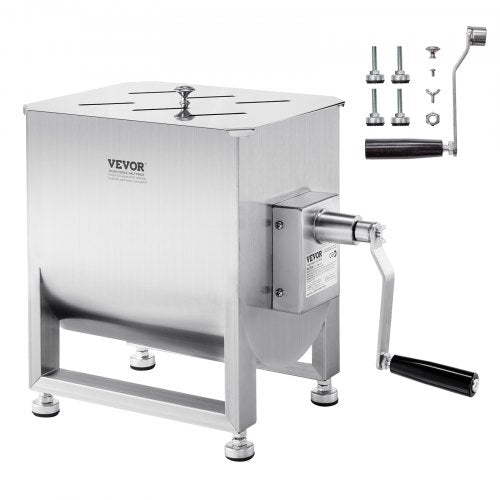 VEVOR Manual Meat Mixer, 60L Fixed Tank Meat Processing Equipment(Mixing Max 60LBS for Meat), Stainless Steel Meat Mixer, Sausage Mixer Machine with L