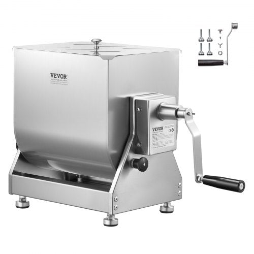 VEVOR Manual Meat Mixer, 40L Tilt Tank Meat Processing Equipment(Mixing Max 40L for Meat), Stainless Steel Meat Mixer, Sausage Mixer Machine with Lid