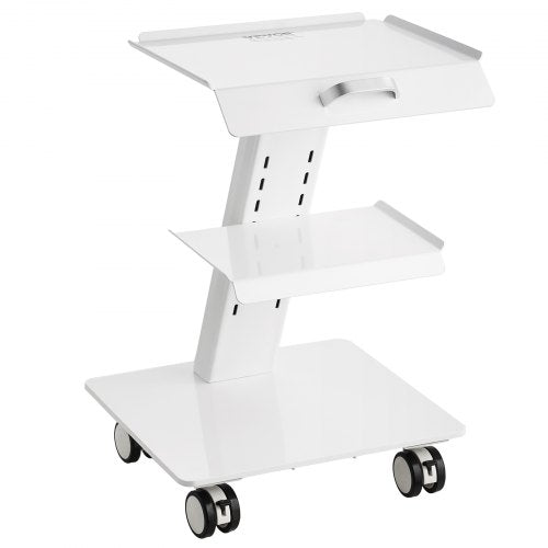 VEVOR Lab Trolley, 3-Layer Rolling Lab Cart, Metal Mobile Trolley with Swivel Wheels, Tray Rolling Clinic Cart 100 kg Weight Capacity, for Lab, Clinic