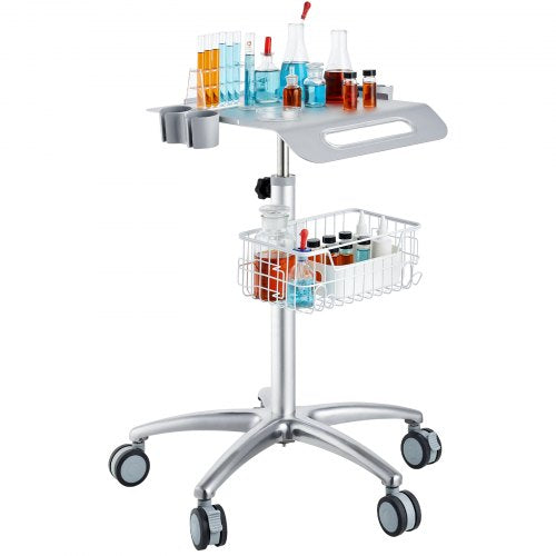 VEVOR Medical Cart, Salon Cart with Wheels, Mobile Trolley Cart 680-1090 mm Height Adjustable, Metal Salon Stations for Hair Stylist, Rolling Desktop