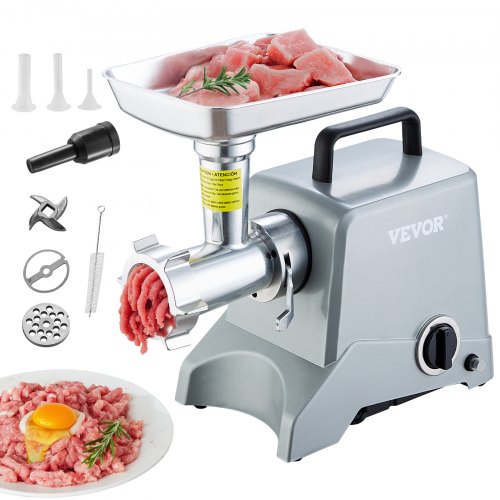 VEVOR Electric Meat Grinder, 5 Lb-Min Capacity, 575W（800W MAX) Industrial Meat Mincer with Blade, Grinding Plate, Sausage Stuffing Blade and 3 Tubes,