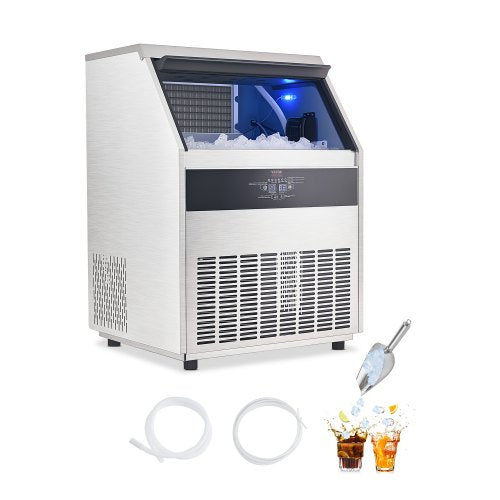 VEVOR 300lbs-24H Commercial Ice Maker, 126 Ice Cubes in 15 Minutes, Freestanding Ice Maker Machine with 88lbs Large Storage Capacity for Bar Office Re