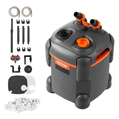 VEVOR Aquarium Filter 172GPH, Canister Filter 30 Gallon, Ultra-Quiet Internal Aquarium Filter with UV Protection, Submersible Power Filter with Multip