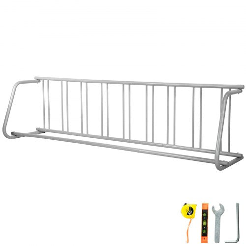 VEVOR Floor Bike Rack, 9 Holders All-Steel Grid Bike Rack, 111" Length Single-Side Storage Stand, Sturdy Base and Used for Outside Occasions, Schools,