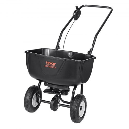 VEVOR Broadcast Spreader, 60 LB Walk-Behind Turf Spreader with 8" Wheels, Steel Push Fertilizer Spreader, Garden Seeder, and Salt Spreader, Designed f