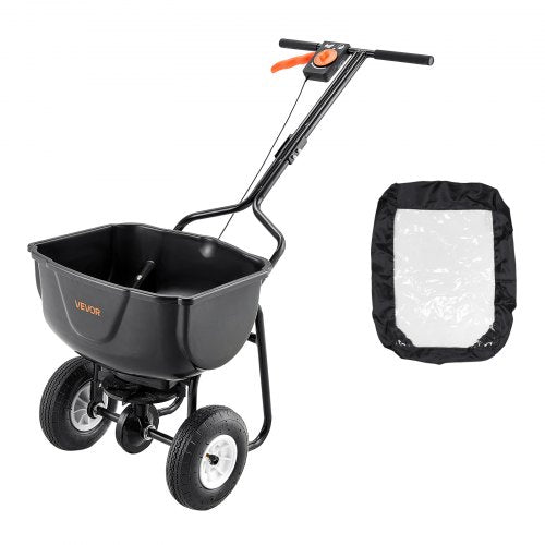 VEVOR Broadcast Spreader, 60LBS Capacity, Walk-Behind Push Spreader, 0-9.8 ft Spreading Width, 10 in All Terrain Pneumatic Tires, Lawn Spreaders with
