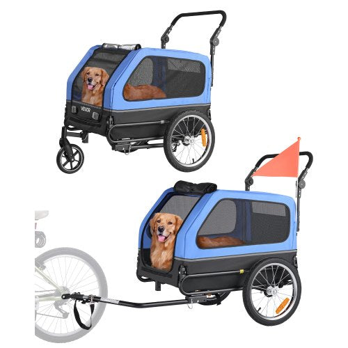 VEVOR Dog Bike Trailer, Supports up to 88 lbs, 2-in-1 Pet Stroller Cart Bicycle Carrier for Small & Large Dogs, Easy Folding Frame with Quick Release