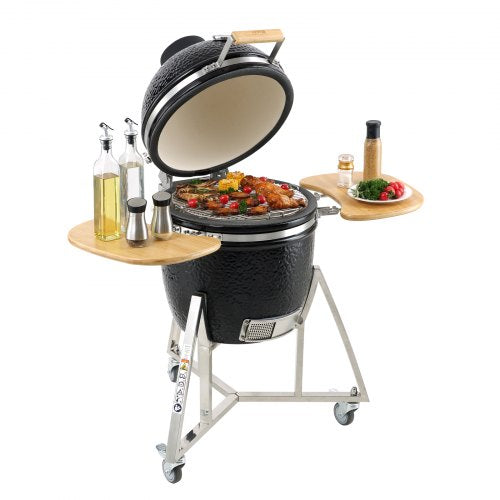 VEVOR Portable Charcoal Grill, Propane Gas Grills with Cover and Cart, Heavy Duty Stainless Steel BBQ Grill, Mini Smoker for Outdoor Cooking, Barbecue