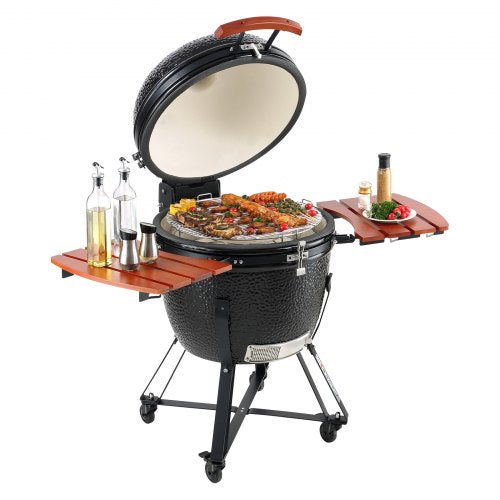 VEVOR Portable Charcoal Grill, Propane Gas Grills with Cover and Cart, Heavy Duty Stainless Steel BBQ Grill, Mini Smoker for Outdoor Cooking, Barbecue