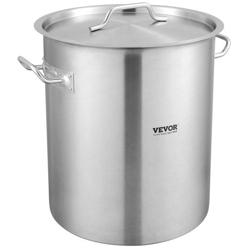 VEVOR Stainless Steel Stockpot, 42 Quart Large Cooking Pots, Cookware Sauce Pot with Strainer, Lid, and Handle, Heavy Duty Commercial Grade Stock Pot,