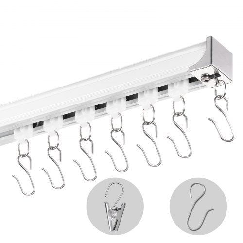 VEVOR Ceiling Curtain Track Set, 8.9 FT-2.7 Meter, Sliding Ceiling Track System for Curtains, Room Divider Curtain Track Ceiling-Wall Mounted for Livi