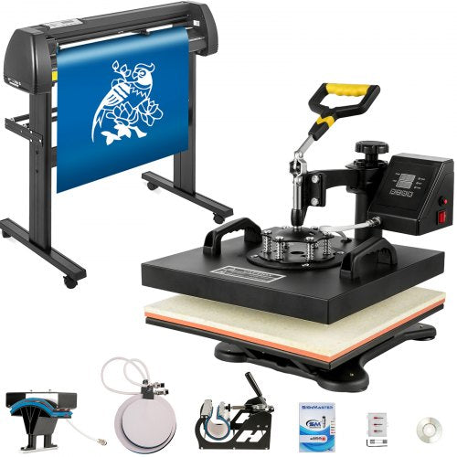 VEVOR Digital Clamshell 15" X 15" (38 X 38cm) Heat Transfer Press + 28 Inch Vinyl Cutter Machine Kit Software