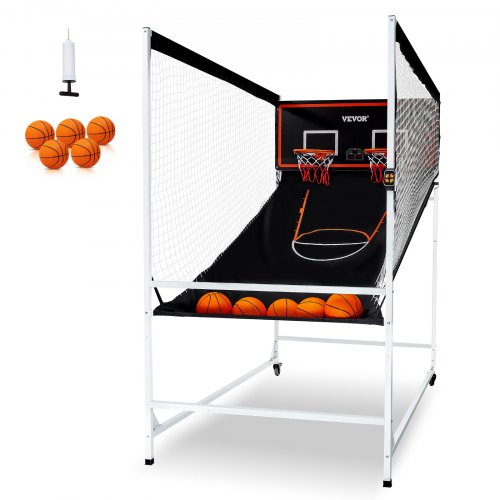 VEVOR Arcade Cage Basketball Game, 2 Player Indoor Basketball Game, Home Dual Shot Sport with 5 Balls, 8 Game Modes, Electronic Scoreboard, and Inflat