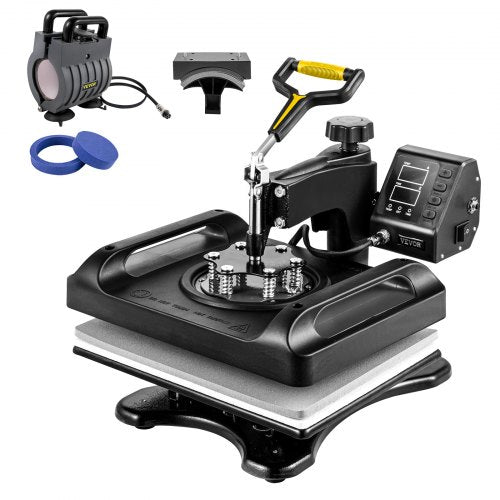 VEVOR Pro Heat Press Machine, 12 x 15 Inches, Fast Heating, 5 in 1 Combo 360 Swing Away Digital Sublimation T-Shirt Vinyl Transfer Printer with Anti-S