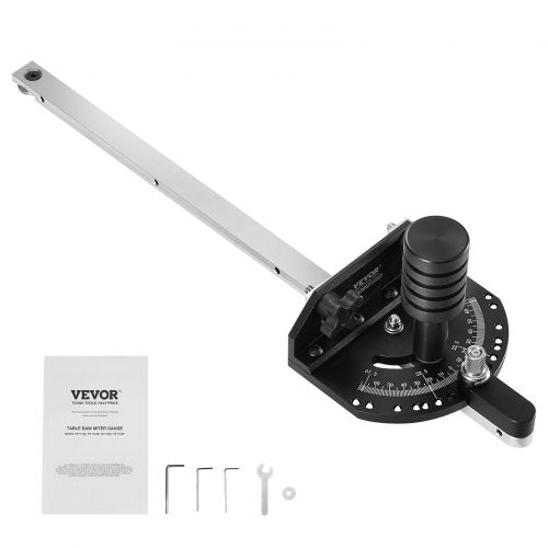 VEVOR Precision Miter Gauge, Standard Slot 3-4'' x 3-8'', Aluminum Alloy Table Saw Miter Gauge with 15 Angle Stops Adjustable Spring Loaded Plunger an