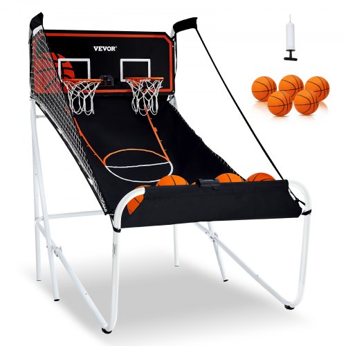 VEVOR Foldable Basketball Arcade Game, 2 Player Indoor Basketball Game, Home Dual Shot Sport with 5 Balls, 8 Game Modes, Electronic Scoreboard, and In