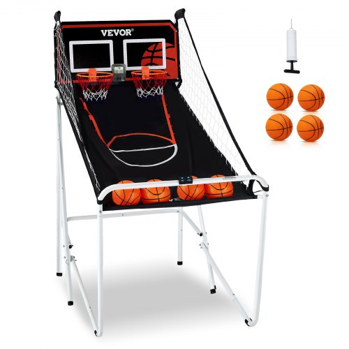 VEVOR Foldable Basketball Arcade Game, 2 Player Indoor Basketball Game, Home Dual Shot Sport with 4 Balls, 8 Game Modes, LCD Electronic Scoreboard, an