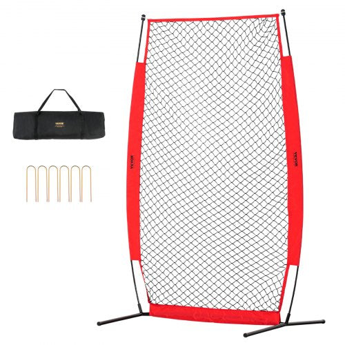 VEVOR I Screen Baseball for Batting Cage, 7x4 ft Baseball & Softball Safety Screen, Body Protector Portable Batting Screen with Carry Bag & Ground Sta