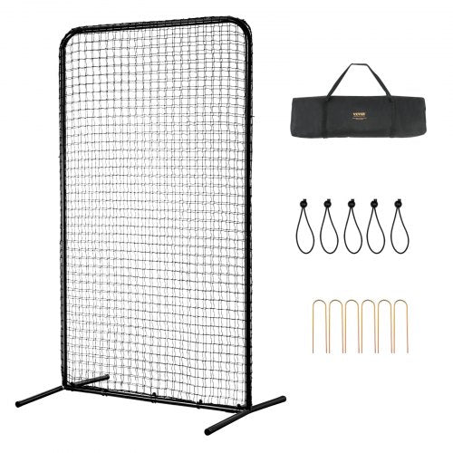 VEVOR I Screen Baseball for Batting Cage, 7x4 ft Baseball Softball Safety Screen, Body Protector Portable Batting Screen with Carry Bag & Ground Stake
