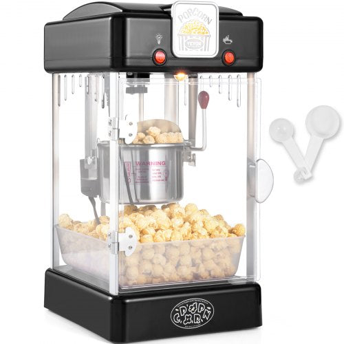 VEVOR Popcorn Maker, 300W Popcorn Popper Machine, 2.5 Oz Kettle Makes 4 QT per Batch, Tabletop Popcorn Maker with PP Door, Includes 2 Scoops and Tray,