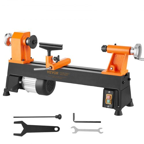 VEVOR Tabletop Wood Lathe, Dimensions 10x18 inches, Motor Strength 0.5 HP 370W, Offers Wood Crafting with 5 Adjustable Speeds ranging from 780 to 3840