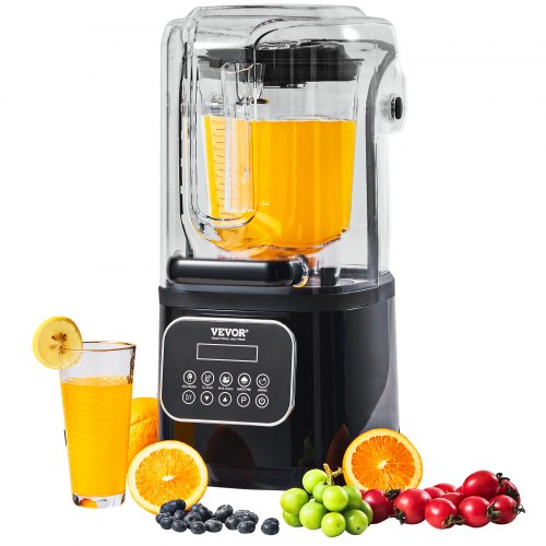 VEVOR Professional Blender with Shield, Commercial Countertop Blenders, 2L Jar Blender Combo, Stainless Steel 9 Speed & 5 Functions Blender, for Shake