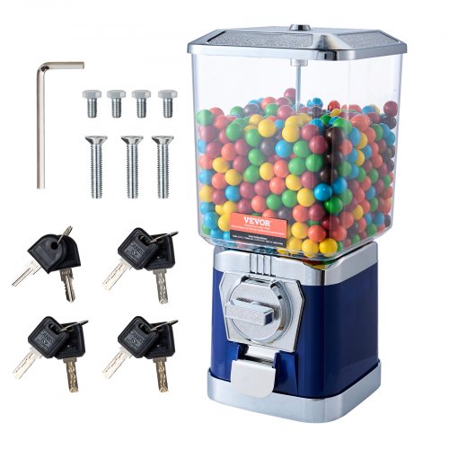 VEVOR Gumball Machine for Kids, 17"H Home Candy Vending Machine, PC Gumball Dispenser, Bubble Gum Machine for Game Stores, Coin Operated Gumball Bank