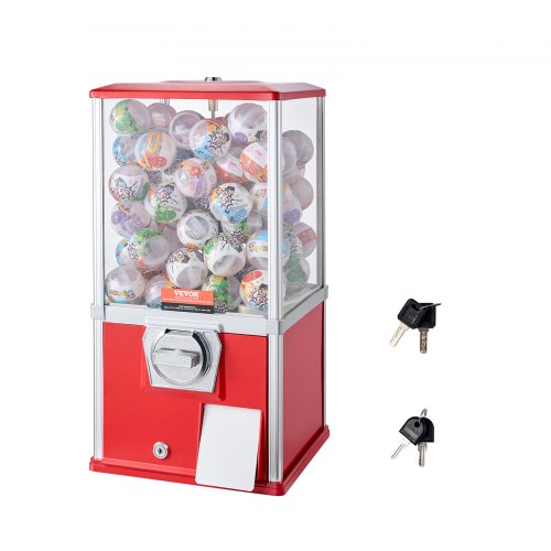 VEVOR Gumball Machine for Kids, 21" Height Home Vending Machine, PS Bouncy Balls Dispenser, Hold 180 Capsule Toys, Rectangle Bubble Gum Machine for Ga